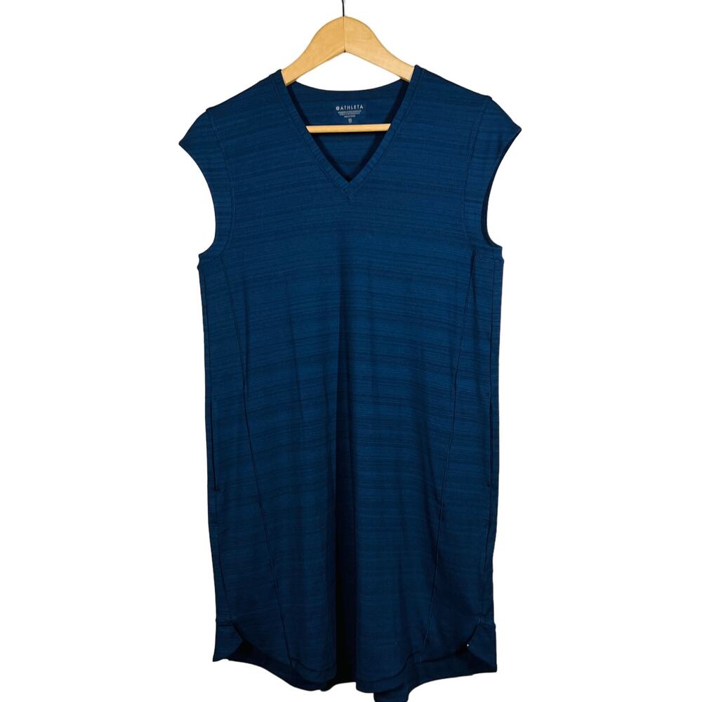 Athleta Casual V Neck Athletic Dress Loose Fit Sport Blue No Skort- XS